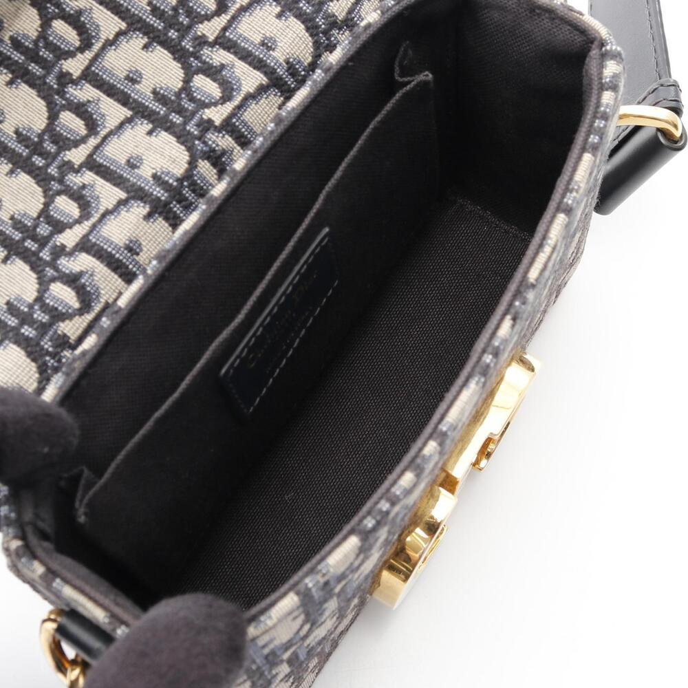 Dior Montaigne Oblique Shoulder Bag Canvas Leather Navy Blue Beige - Picture 3 of 8